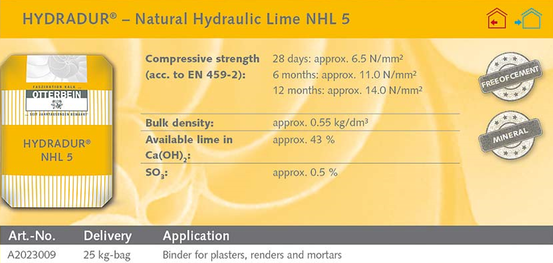 Natural Hydraulic Lime 5.0 - 1 Gallon-Otterbein-Atlas Preservation